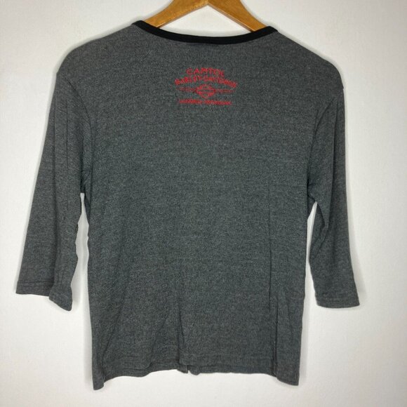 VTG Y2K Harley Davidson Women's 3/4 Sleeve Snap Button Shirt Lansing Michigan - Picture 6 of 8
